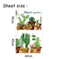 Vue détaillée de deux planches de stickers muraux cactus aquarelle de 45x60cm - Disposition en Double Feuille