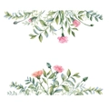 Detailed watercolor floral wall decal featuring pink carnations and lush green leaves decoration - 30*60cm Layout