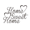 Détail du sticker mural Home Sweet Home avec police cursive noire et petits cœurs - 42*60CM