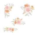 Adesivi murali floreali acquerello con rose rosa e piccoli fiori gialli dipinti - 30*90cm