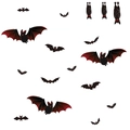 Detailed set of 3D Halloween bat wall stickers with red wings and varied sizes - Bat Pattern Layout (FX-B51)