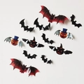 3D Halloween wall stickers with black bats and pumpkins for home living room decor - Halloween Pumpkin and Bat / 12 Pcs/Set