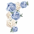 Pfingstrosen-Wandaufkleber in elegantem Blau und Beige Aquarell-Stil für die Dekoration - Blau