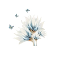 Close-up of elegant watercolor blue floral and butterfly self-adhesive wall stickers - 30x90cm (FX-D39)