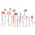 Detail von handgemalten bunten Blumen und Schmetterlingen Wandsticker für Kinderzimmer - 30*90CM*2PCS Layout