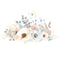 Detail van aquarel bloemen muursticker met zachte roze bloemen en vlinders - 30*90CM Lay-out