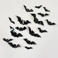 Set mit 14 schwarzen 3D-Fledermaus-Wandstickern für Halloween auf weißem Hintergrund - BF09