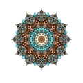 Detailansicht Mandala Wandsticker mit türkis-braunen floralen Mustern für Wohnzimmer - Mandala Kunststil (FX-D33) / Einzelblattgröße
