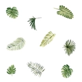 Ensemble d'autocollants muraux tropicaux avec feuilles de Monstera à l'aquarelle - Style Combinaison de Feuilles Tropicales (FX-F010)
