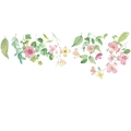 Dettaglio di adesivi murali floreali acquerello dipinti a mano con fiori rosa e foglie verdi - 30*90cm