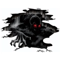 Detailansicht der 3D-Halloween-Wandaufkleber mit Skelett und leuchtend roten Augen - 3D Horror Skelett Abgrund (FX-C65) / 30x90cm