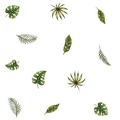 Détail de stickers muraux feuilles tropicales avec monstera et feuilles de palmier - Style de Feuille de Plante Verte Fraîche (FX-F012)