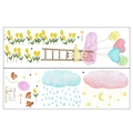 Aquarell Wandtattoo Set mit Mädchen, Herzballons und Blumen in hellen Pastellfarben - 30*90CM*2PCS Layout