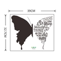 Close-up of butterfly wall sticker with artistic quote, size 39cm by 32.7cm, model FX42032 - Inspirational Quote Butterfly Style / 32.7x39cm Layout