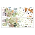 Pegatinas decorativas de pared con zorro lindo y plantas verdes para el hogar - Hoja 60x90cm