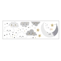 Adesivi murali con nuvole grigie e luna gialla per decorare la cameretta dei bambini - 30x90cm