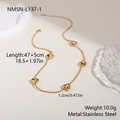 Detail der 10,0g Herz-Kugelkette aus Edelstahl mit 47+5cm Länge und Größenangaben - 18K-Gold / Gold (Kurze Version)