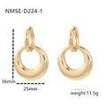 Minimalistische goldene Edelstahl-Ohrringe mit poliertem Doppelring-Design für Damen - Kreisförmiger Creolen-Stil (NMSE-D224-1)