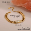 Nahaufnahme des goldenen Edelstahl-Panzerarmbands mit Kristall-Pavé-Verschlussglied - Gold Panzerkette Strass Armband (NMSB-M156-1)