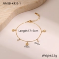 Detail van 17+3cm gouden roestvrijstalen sterarmband met heldere zirkoonbedels - Gouden Ster Stijl (NMSB-K432-1)