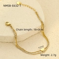 Detail eines zweischichtigen Gold-Titanstahl-Armbands mit Herzanhänger und Zirkonia-Inlay - Gold Zweilagiger Herz Stil (NMSB-E632-1)