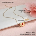 Halskette aus goldenem Edelstahl mit Herz-Umschlag-Anhänger für romantische Geschenke - Roter Herzumschlag mit Anhänger (NMSN-M2110-5)