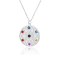 Collier en acier titane plaqué or 18 carats avec pendentif géométrique et pierres fines - Couleur Acier (NMSN-A116-3)