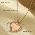 Roségouden hartvormige hanger ketting met zirkonia en verstelbare roestvrijstalen ketting - Hartstijl(NMSN-B225-1)
