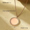 Collier en or rose avec pendentif rond en zircone et chaîne ajustable de 45 plus 10 cm - Style Rond (NMSN-B211-2 Round)