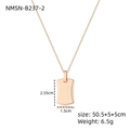 Minimalistische 18K roségoud vergulde rechthoekige hanger ketting met afmetingen - 18K goud / Roségoud