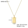 18K vergulde roestvrijstalen ketting met rechthoekige hanger en verstelbare kettinglengte - 18K goud / Goud