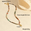 Bohemian colorful beaded necklace featuring a golden seashell pendant for summer beach style - Multicolor Gemstone Beads with Gold Conch Pendant Style (NMSN-H526-3)