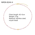 Collana artigianale con perline Miyuki rosa e ciondolo a cuore dorato in acciaio inossidabile - Perline Miyuki Multicolore Stile Cuore (NMSN-B244-4)