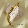 Pulsera ID de titanio chapado en oro de 18K para hombre con eslabones cubanos - Dorado