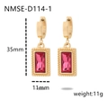 Ohrringe aus Edelstahl mit 18 Karat Vergoldung und rechteckigem rotem Zirkon für Damen - Rubinrot Zirkonia Gold Stil(NMSE-D114-1)