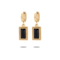 Vintage-Ohrringe aus 18K Gold mit quadratischem schwarzem Edelstein und Perldetail - Schwarz Zirkonia Gold Stil(NMSE-D114-2)