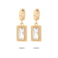 Goldene Creolen mit rechteckigen Zirkonia-Anhängern in einem minimalistischen Vintage-Stil - Klar Zirkonia Gold Stil(NMSE-D114-3)