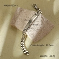 Pulsera industrial de cadena cubana en acero inoxidable plateado con placa rectangular - Color acero