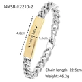 Pulsera cubana bicolor personalizada con placa de metal grabada y cierre de mosquetón - Bloques de color