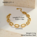 Gouden roestvrijstalen schakelarmband met zirkonia en details over de lengte van 17+3cm - 18K goud / Gouden Ronde Stijl (NMSB-L311-1)