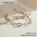 Zilveren roestvrijstalen schakelarmband met zirkonia pavé schakels en verstelbare sluiting - 18K goud / Zilveren Ronde Stijl (NMSB-L311-2)