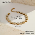 Elegante vergulde roestvrijstalen armband met ronde schakels en sprankelende zirkonia micro-paving - 18K goud / Gouden Pave Ronde Schijf (NMSB-L311-3)