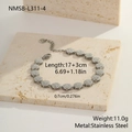 Zilveren roestvrijstalen schakelarmband met ronde elementen en zirkonia-pavé zetting - 18K goud / Zilveren Pave Ronde Schijf (NMSB-L311-4)
