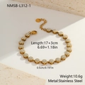 Gold plated stainless steel bracelet featuring circular charms with white cubic zirconia - Gold Micro Disc Inlaid Style (NMSB-L312-1)