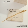 Elegant gold plated stainless steel bracelet featuring hollow heart links with clear zircons - Gold Alternating Hollow Heart Style (NMSB-L313-3)
