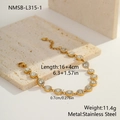 Elegant gold-plated stainless steel bracelet with heart-shaped links and cubic zirconia - Gold Heart Gemstone Pave Style (NMSB-L315-1)