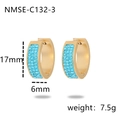 18K gold-plated titanium earrings with triple-row sky blue crystals in a 17mm hoop design - Light Blue