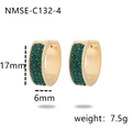 Chic 18K gold plated hoop earrings with micro-set green crystal inlay and dimensions - Green