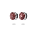 Créoles étincelantes en argent avec micro-pavé de zircons rouge foncé pour femme - Style Pierre Rouge Base Argent (NMSE-D231-6)