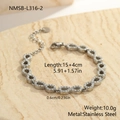 Silver stainless steel infinity symbol bracelet with zircon stones and lobster clasp - Silver Infinity Symbol Inlaid Style (NMSB-L316-2)